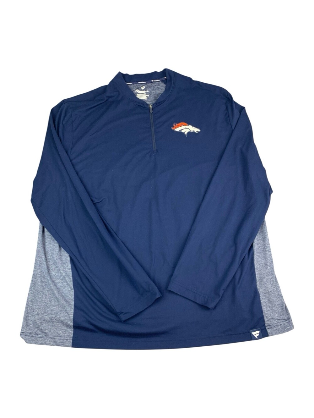 Denver Broncos Fanatics Navy Blue 1/4 Zip Underdog Pullover Top Men’s Size 2XL